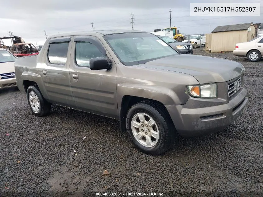 2007 Honda Ridgeline Rtl VIN: 2HJYK16517H552307 Lot: 40632061