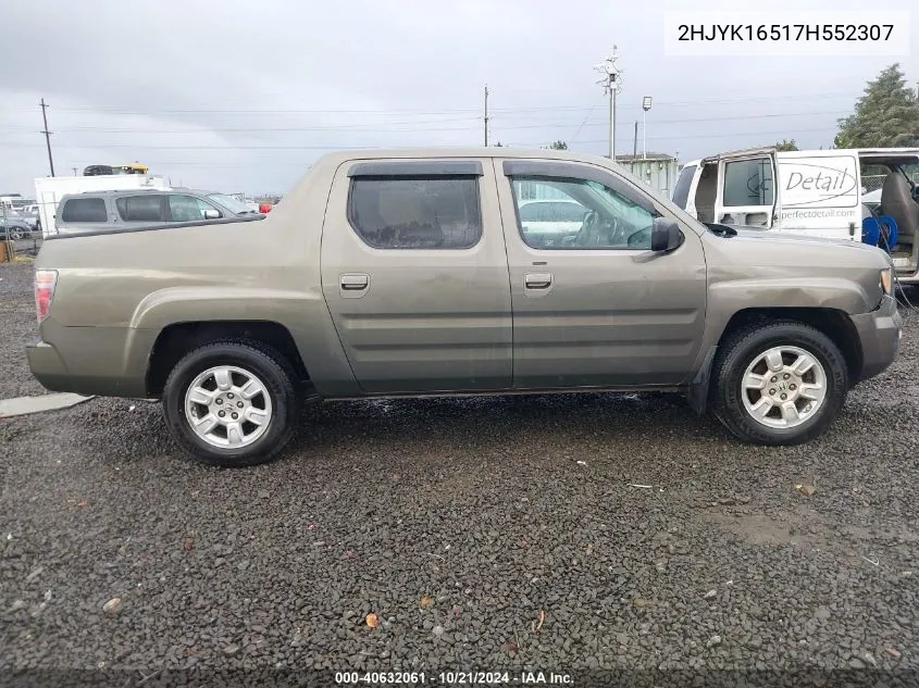 2007 Honda Ridgeline Rtl VIN: 2HJYK16517H552307 Lot: 40632061