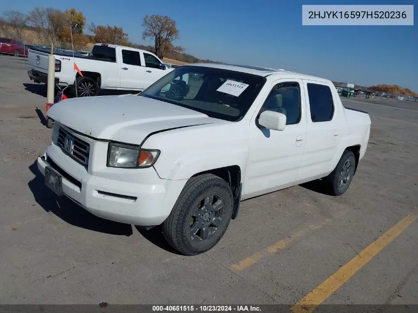 2007 Honda Ridgeline Rtl VIN: 2HJYK16597H520236 Lot: 40651515