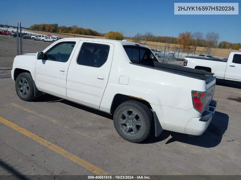 2007 Honda Ridgeline Rtl VIN: 2HJYK16597H520236 Lot: 40651515