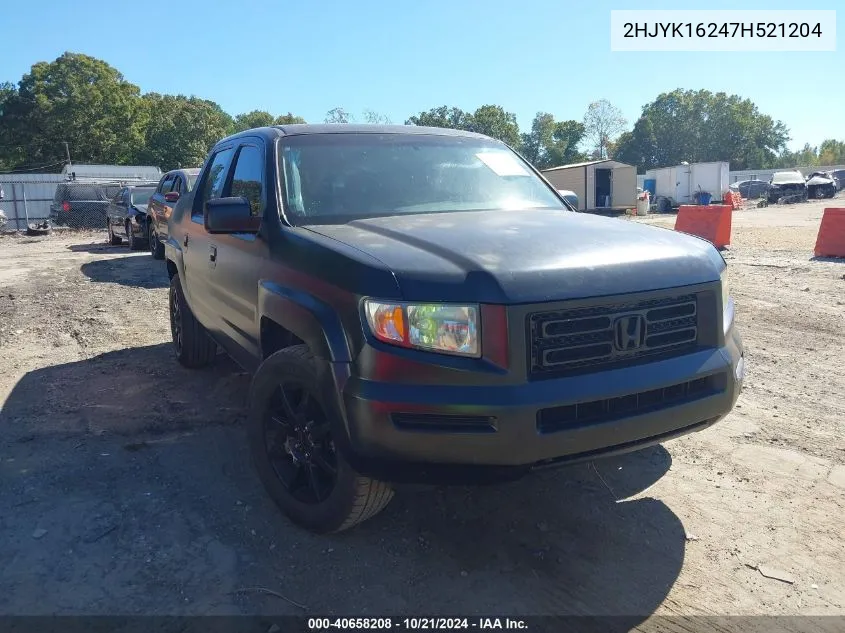 2007 Honda Ridgeline Rt VIN: 2HJYK16247H521204 Lot: 40658208