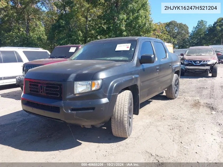 2007 Honda Ridgeline Rt VIN: 2HJYK16247H521204 Lot: 40658208