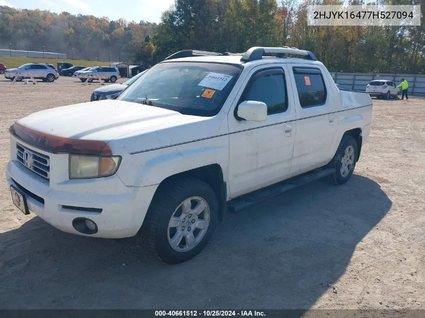 2007 Honda Ridgeline Rts VIN: 2HJYK16477H527094 Lot: 40661512