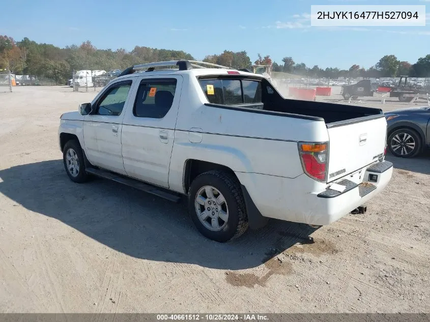 2007 Honda Ridgeline Rts VIN: 2HJYK16477H527094 Lot: 40661512