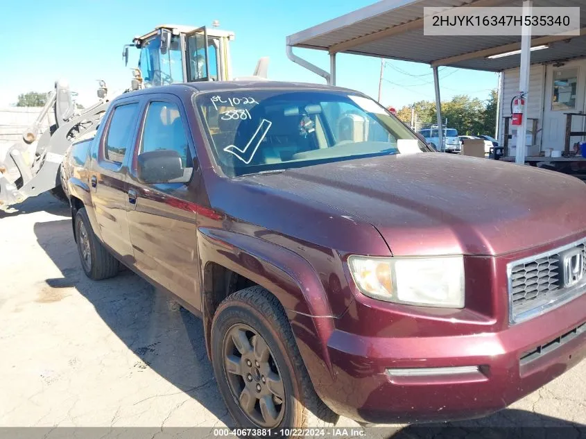 2007 Honda Ridgeline Rtx VIN: 2HJYK16347H535340 Lot: 40673881