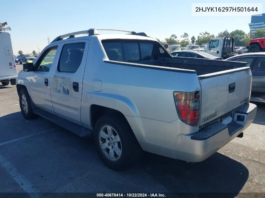 2007 Honda Ridgeline Rt VIN: 2HJYK16297H501644 Lot: 40678414