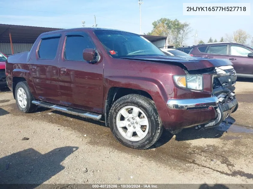 2007 Honda Ridgeline Rtl VIN: 2HJYK16577H527718 Lot: 40725286