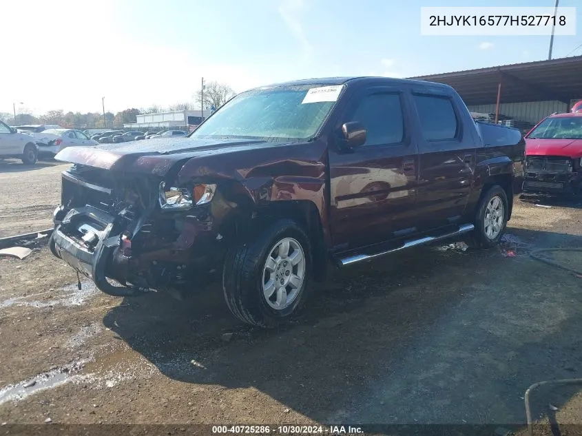 2007 Honda Ridgeline Rtl VIN: 2HJYK16577H527718 Lot: 40725286