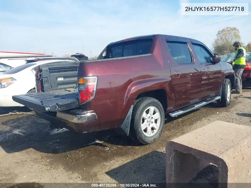 2007 Honda Ridgeline Rtl VIN: 2HJYK16577H527718 Lot: 40725286