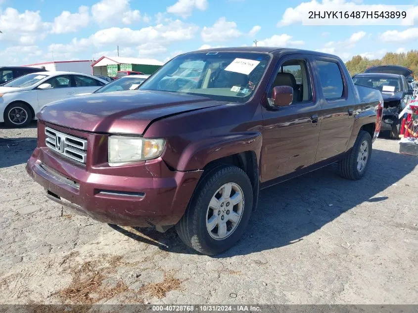 2007 Honda Ridgeline Rts VIN: 2HJYK16487H543899 Lot: 40728768