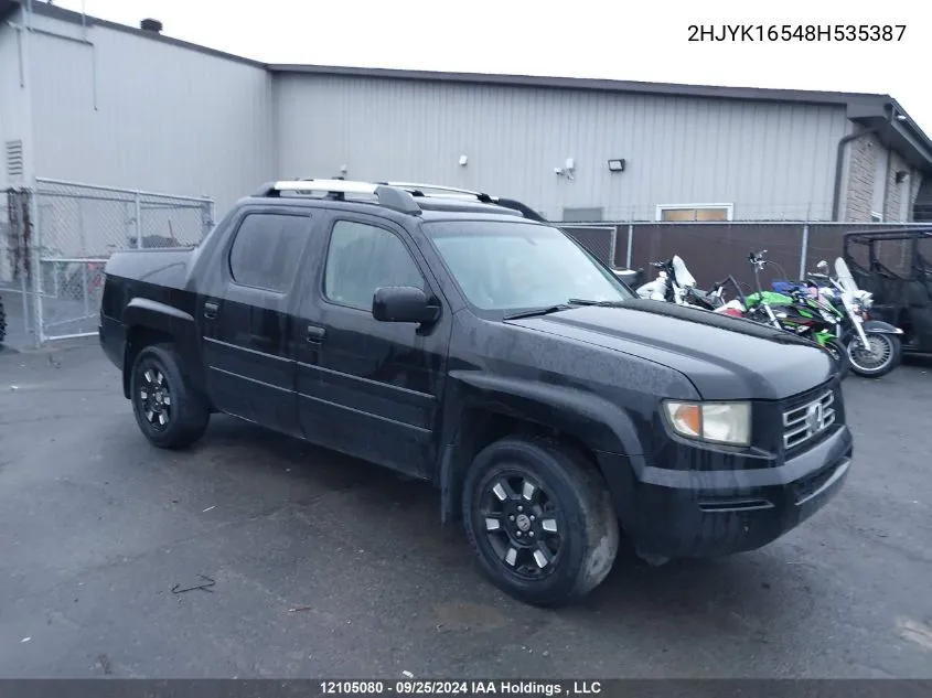 2008 Honda Ridgeline VIN: 2HJYK16548H535387 Lot: 12105080