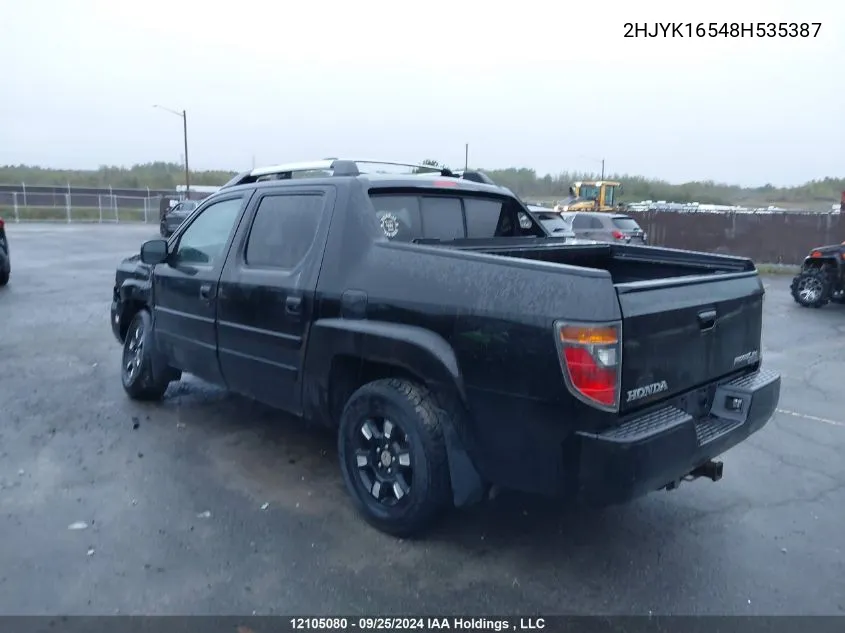 2008 Honda Ridgeline VIN: 2HJYK16548H535387 Lot: 12105080