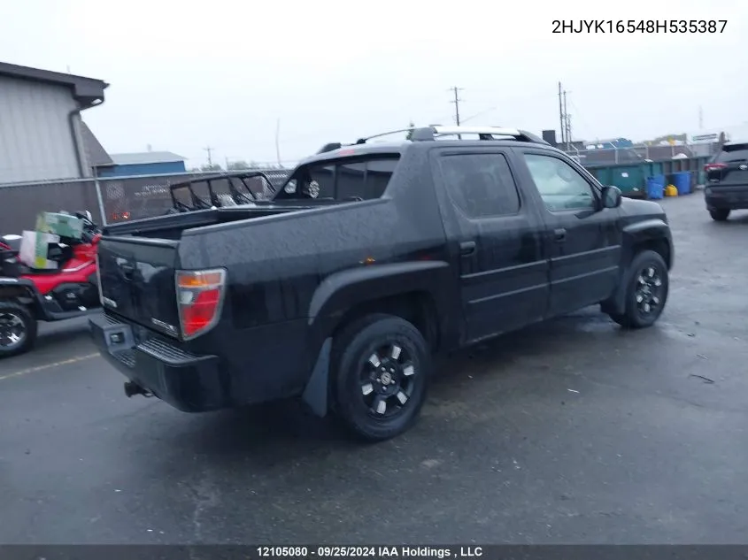 2008 Honda Ridgeline VIN: 2HJYK16548H535387 Lot: 12105080