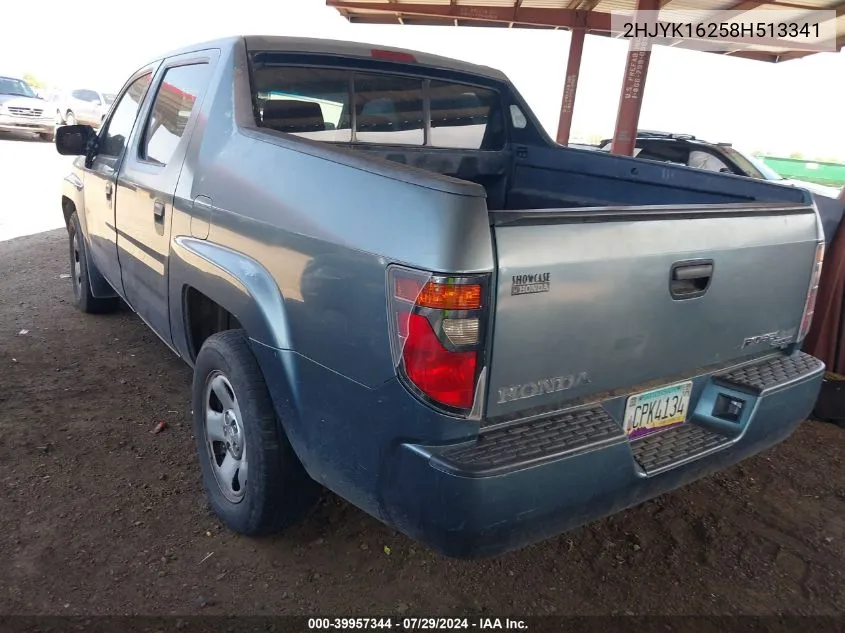 2008 Honda Ridgeline Rt VIN: 2HJYK16258H513341 Lot: 39957344