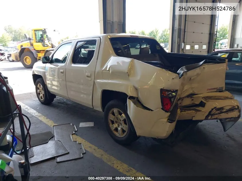 2008 Honda Ridgeline Rtl VIN: 2HJYK16578H524786 Lot: 40297308