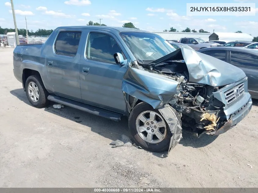 2008 Honda Ridgeline Rtl VIN: 2HJYK165X8H535331 Lot: 40308688