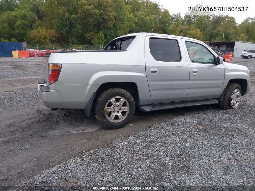 2HJYK16578H504537 2008 Honda Ridgeline Rtl