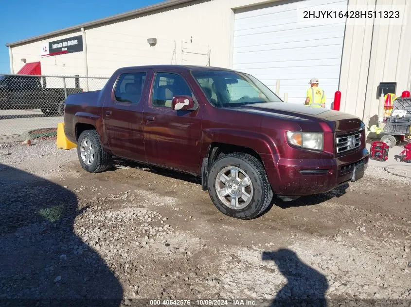 2008 Honda Ridgeline Rts VIN: 2HJYK16428H511323 Lot: 40542576