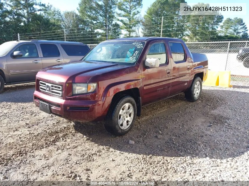 2008 Honda Ridgeline Rts VIN: 2HJYK16428H511323 Lot: 40542576