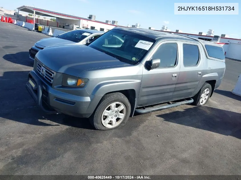 2008 Honda Ridgeline Rtl VIN: 2HJYK16518H531734 Lot: 40625449