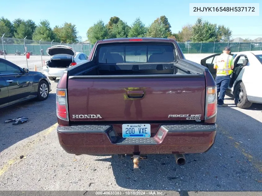 2008 Honda Ridgeline Rtl VIN: 2HJYK16548H537172 Lot: 40633383