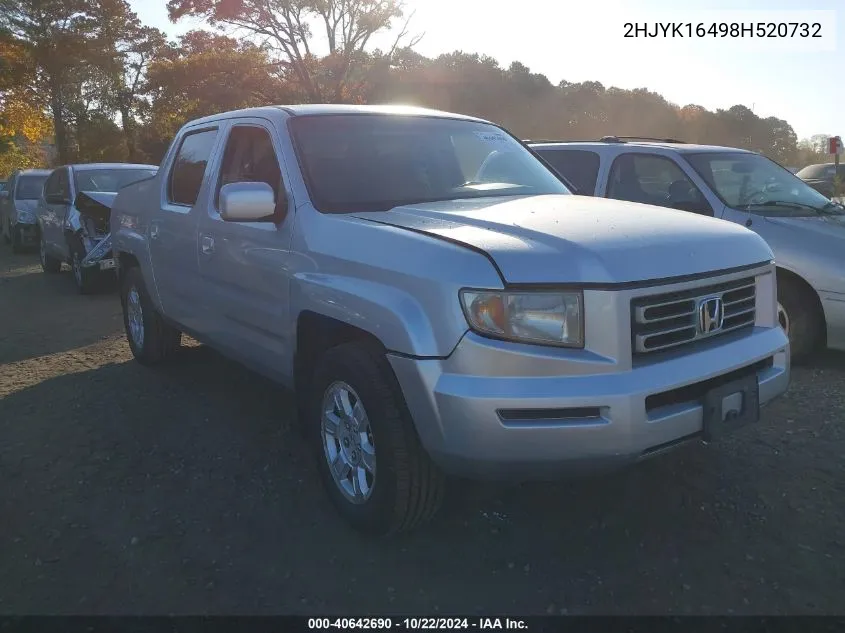 2008 Honda Ridgeline Rts VIN: 2HJYK16498H520732 Lot: 40642690