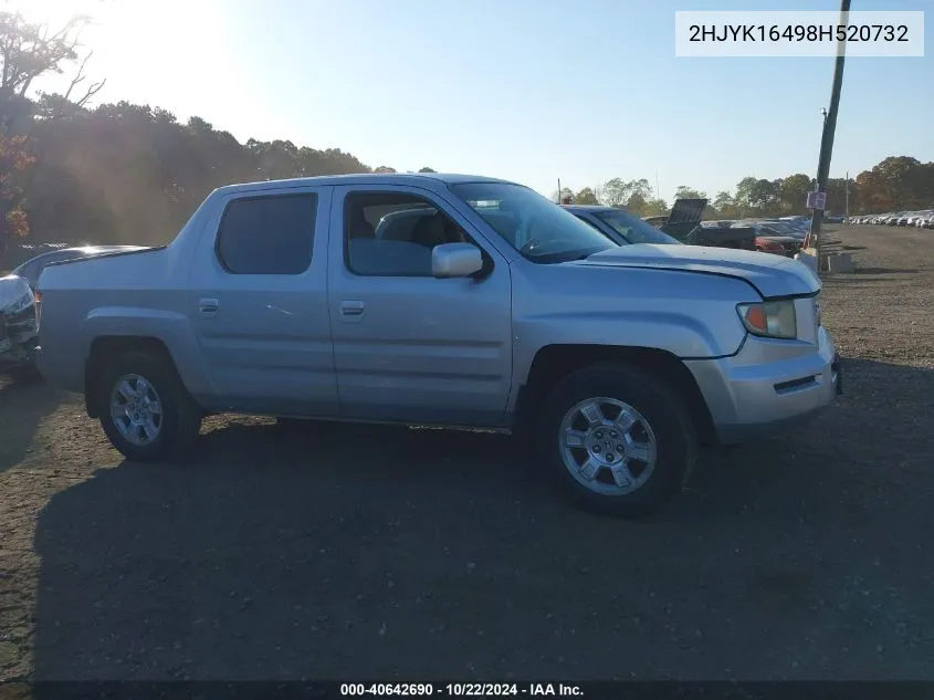 2008 Honda Ridgeline Rts VIN: 2HJYK16498H520732 Lot: 40642690