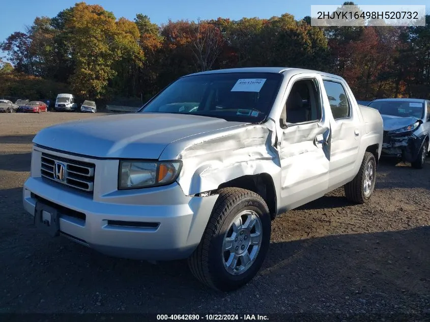 2008 Honda Ridgeline Rts VIN: 2HJYK16498H520732 Lot: 40642690