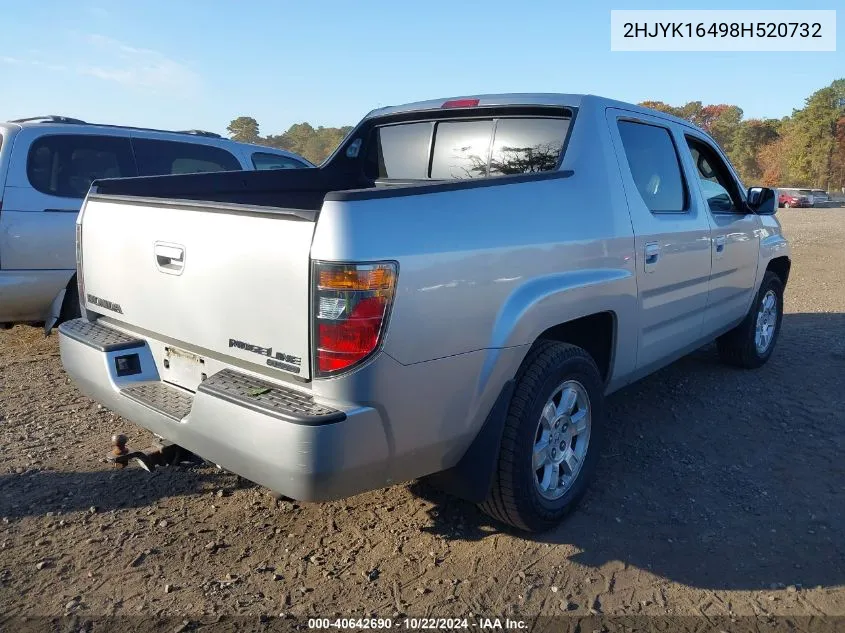 2008 Honda Ridgeline Rts VIN: 2HJYK16498H520732 Lot: 40642690