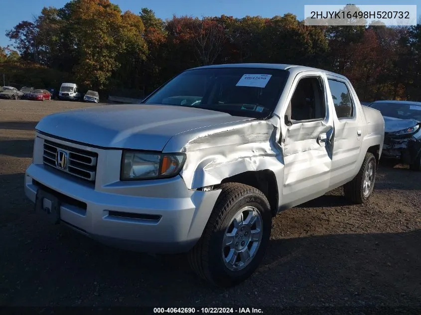 2008 Honda Ridgeline Rts VIN: 2HJYK16498H520732 Lot: 40642690