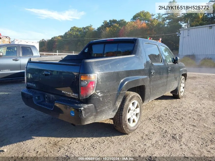 2008 Honda Ridgeline Rtl VIN: 2HJYK16518H525772 Lot: 40659134