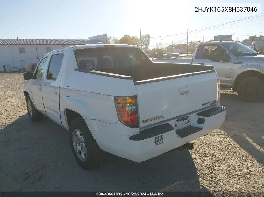 2008 Honda Ridgeline Rtl VIN: 2HJYK165X8H537046 Lot: 40661932