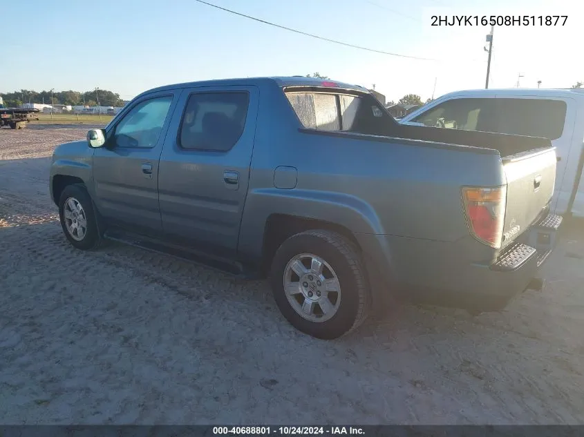 2008 Honda Ridgeline Rtl VIN: 2HJYK16508H511877 Lot: 40688801