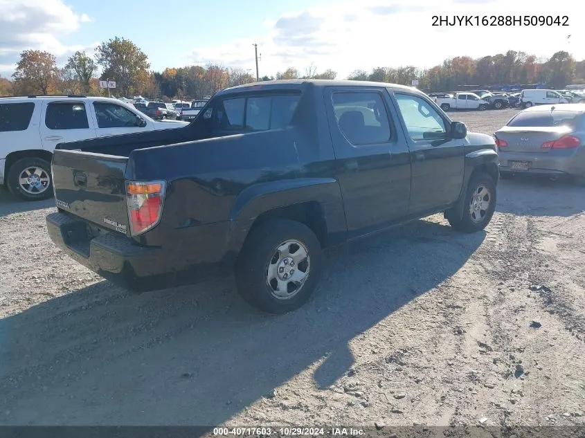 2008 Honda Ridgeline Rt VIN: 2HJYK16288H509042 Lot: 40717603