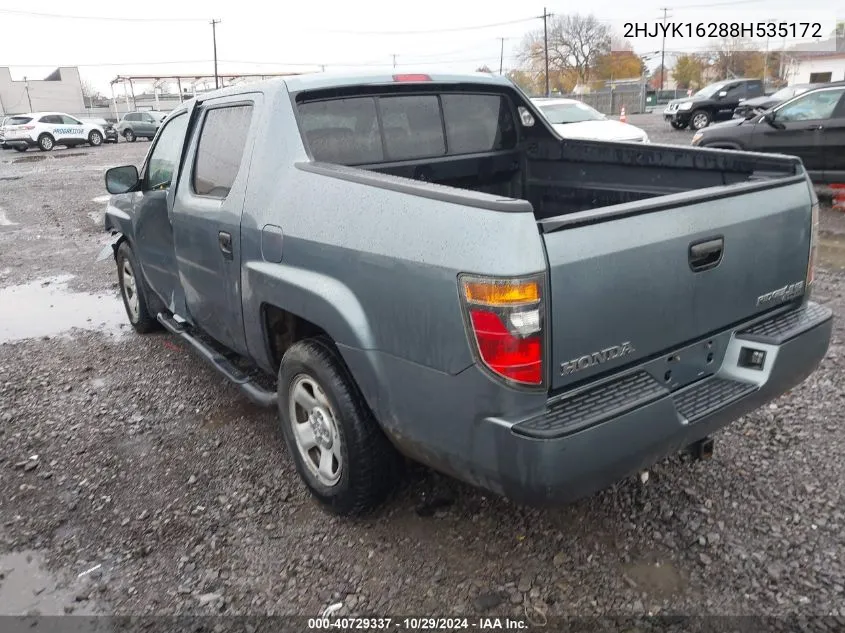 2008 Honda Ridgeline Rt VIN: 2HJYK16288H535172 Lot: 40729337