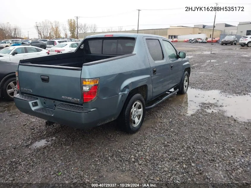 2008 Honda Ridgeline Rt VIN: 2HJYK16288H535172 Lot: 40729337