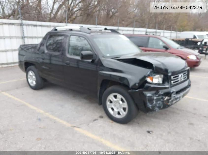 2008 Honda Ridgeline Rtl VIN: 2HJYK16578H542379 Lot: 40737705