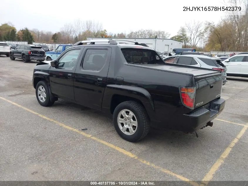 2008 Honda Ridgeline Rtl VIN: 2HJYK16578H542379 Lot: 40737705