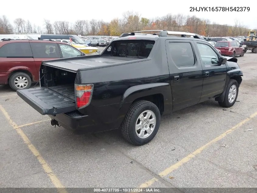 2008 Honda Ridgeline Rtl VIN: 2HJYK16578H542379 Lot: 40737705