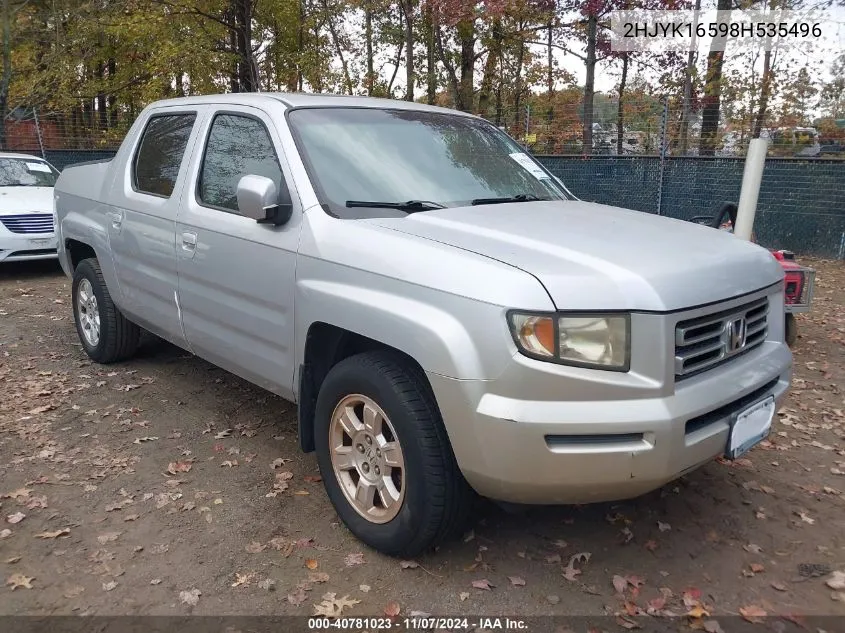 2008 Honda Ridgeline Rtl VIN: 2HJYK16598H535496 Lot: 40781023