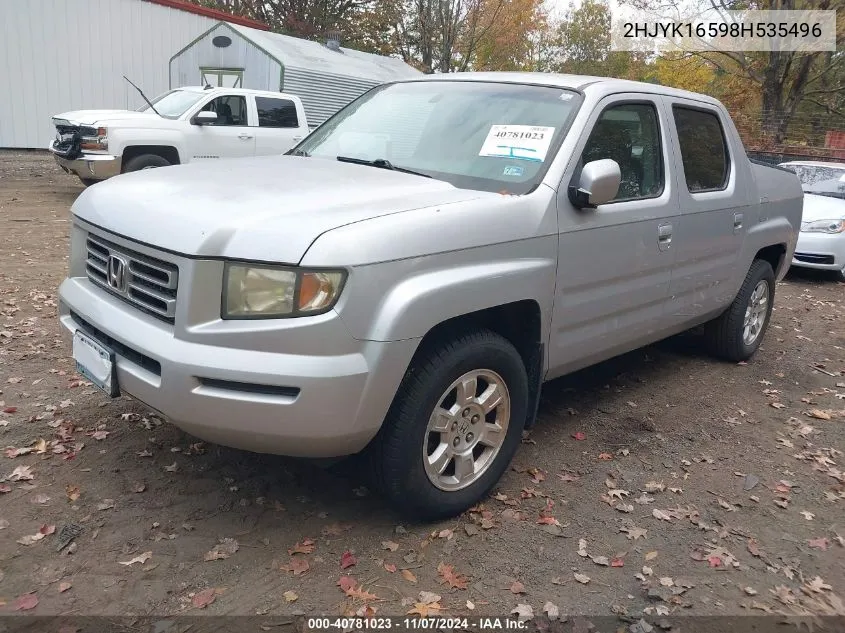 2008 Honda Ridgeline Rtl VIN: 2HJYK16598H535496 Lot: 40781023