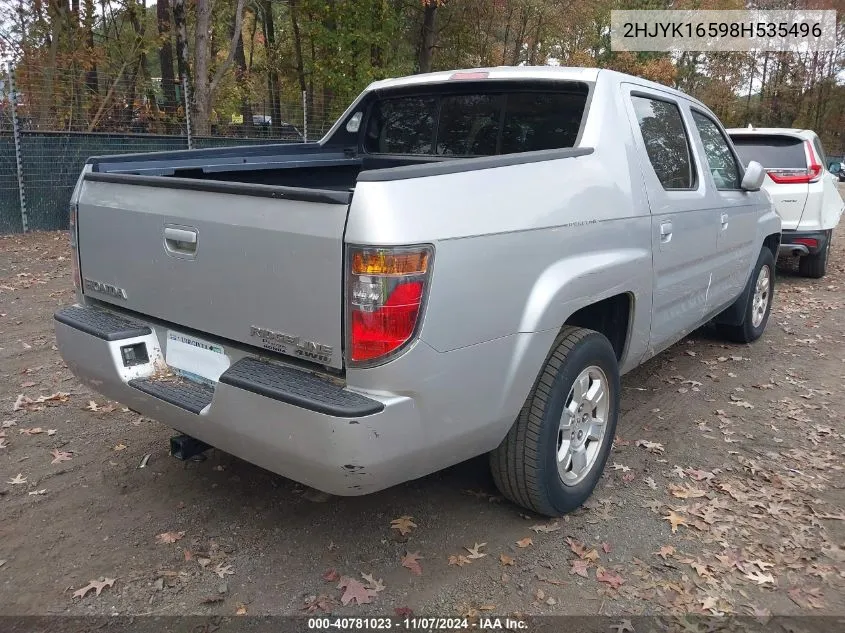 2008 Honda Ridgeline Rtl VIN: 2HJYK16598H535496 Lot: 40781023