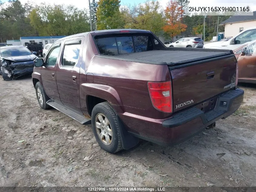 2009 Honda Ridgeline VIN: 2HJYK165X9H001165 Lot: 12127005