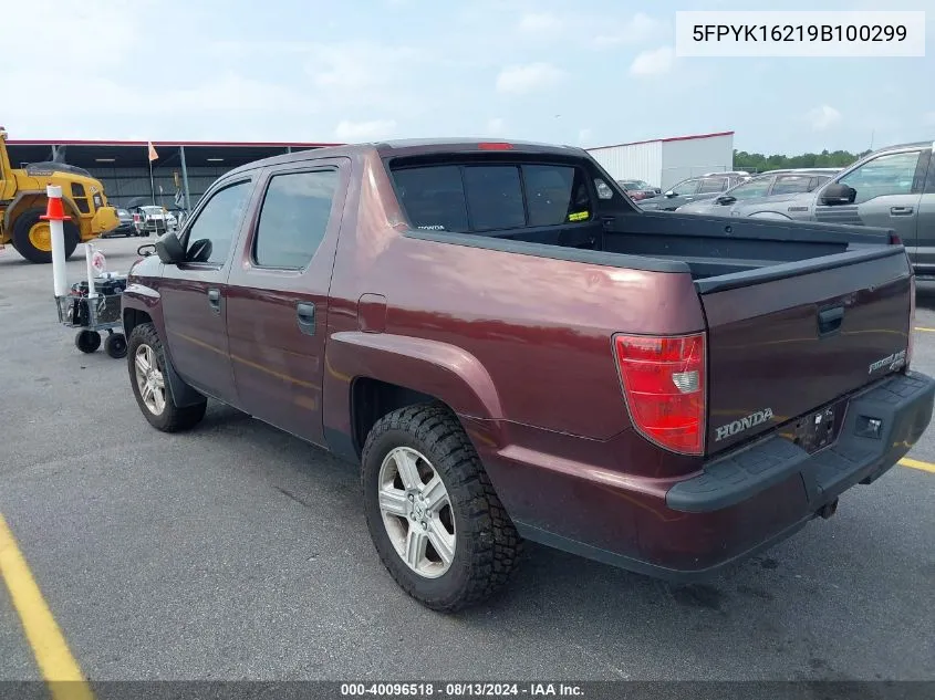 2009 Honda Ridgeline Rt VIN: 5FPYK16219B100299 Lot: 40096518