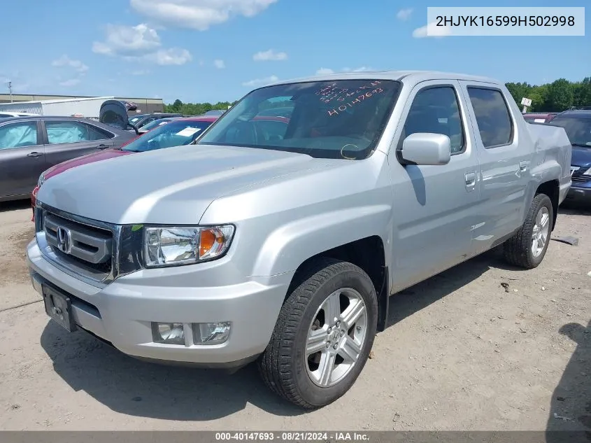 2009 Honda Ridgeline Rtl VIN: 2HJYK16599H502998 Lot: 40147693