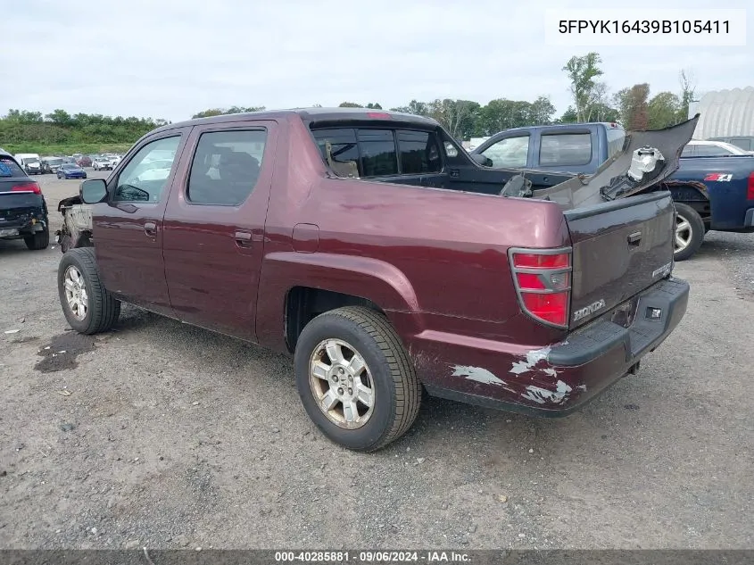 5FPYK16439B105411 2009 Honda Ridgeline Rts