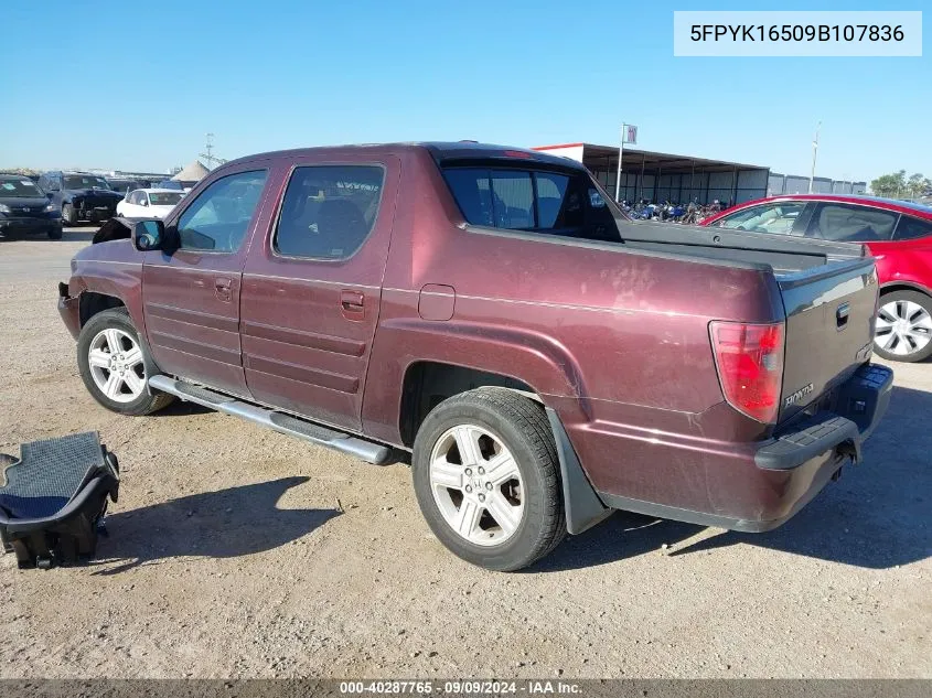 2009 Honda Ridgeline Rtl VIN: 5FPYK16509B107836 Lot: 40287765