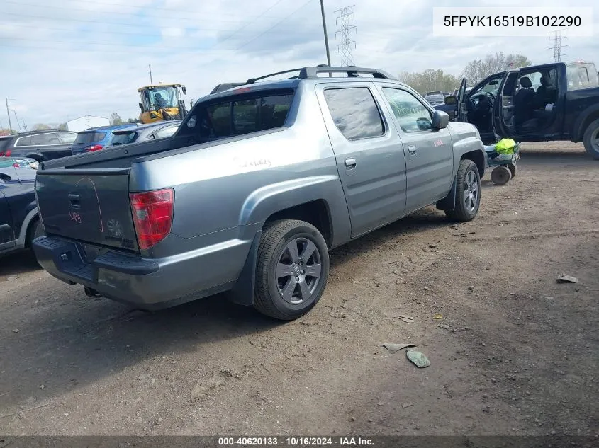 2009 Honda Ridgeline Rtl VIN: 5FPYK16519B102290 Lot: 40620133