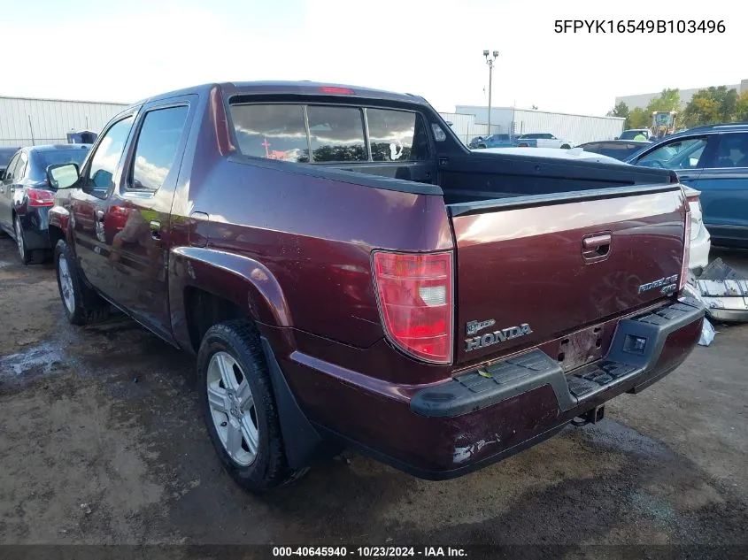 2009 Honda Ridgeline Rtl VIN: 5FPYK16549B103496 Lot: 40645940