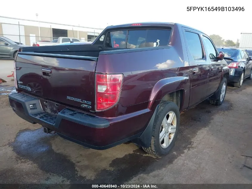 2009 Honda Ridgeline Rtl VIN: 5FPYK16549B103496 Lot: 40645940